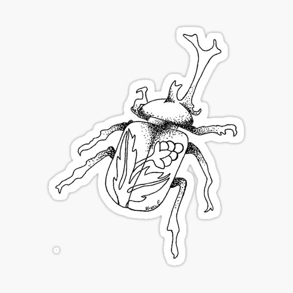 Floral Japanese Rhino Beetle Sticker