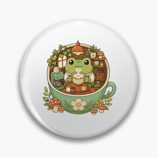 Item preview, Cute frog coffee cafe mushroom espresso whimsical design designed and sold by jxnnbrown.
