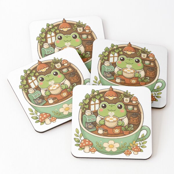 Item preview, Cute frog coffee cafe mushroom espresso whimsical design designed and sold by jxnnbrown.