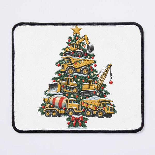 Item preview, Construction Vehicles Christmas Tree with Gold Star designed and sold by Watercolorsart.