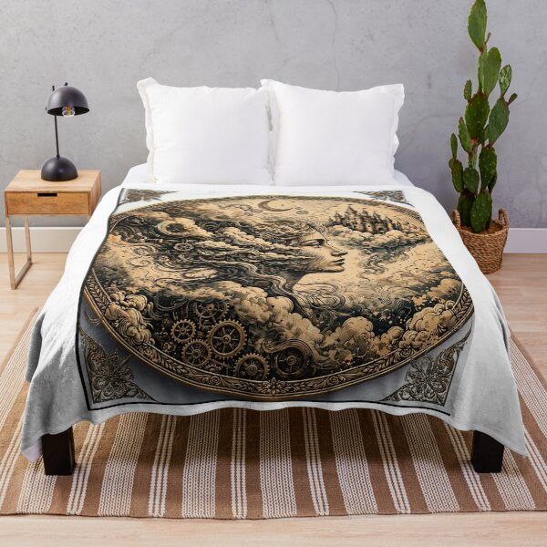 Item preview, Vintage Celestial Moon Goddess Gold Engraving designed and sold by ChotipahArt.