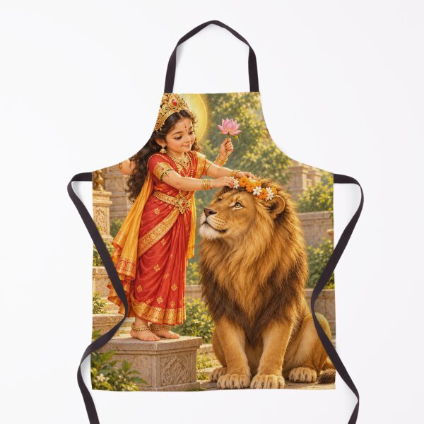 Aperçu de l'œuvre Bala Durga couronne son lion de fleurs créée et vendue par Homyar.