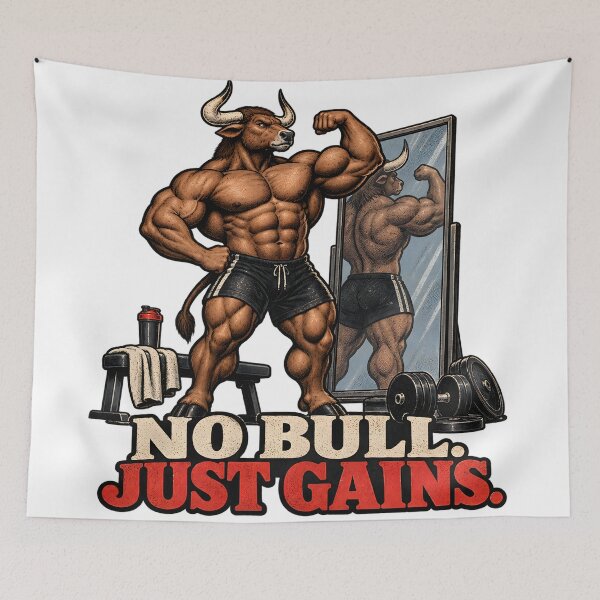 Item preview, Funny Gym Poster – Minotaur No Bull Just Gains Bodybuilding Wall Art Digital Download designed and sold by CleverRaccoon.