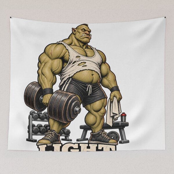 Item preview, Weightlifting Poster – Ogre Light Weight Funny Gym Wall Art Digital Download designed and sold by CleverRaccoon.