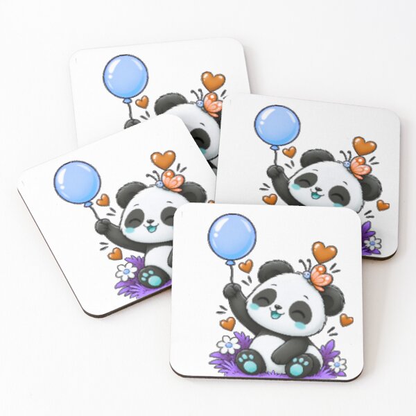 Item preview, Cute Panda with Blue Balloon and Orange Hearts – Kawaii Love Design 2. Alternative De designed and sold by CreativeSoulStudio.