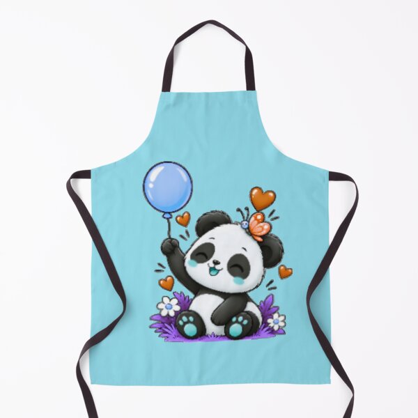 Item preview, Cute Panda with Blue Balloon and Orange Hearts – Kawaii Love Design 2. Alternative De designed and sold by CreativeSoulStudio.