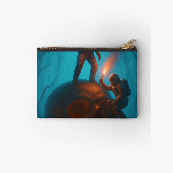 Item preview, Two Astronauts Discovering a Skull Digital Poster | Surreal Cosmic Exploration Illustration | Dark Space Mystery Sci-Fi Wall Art designed and sold by PaintedPixels01.