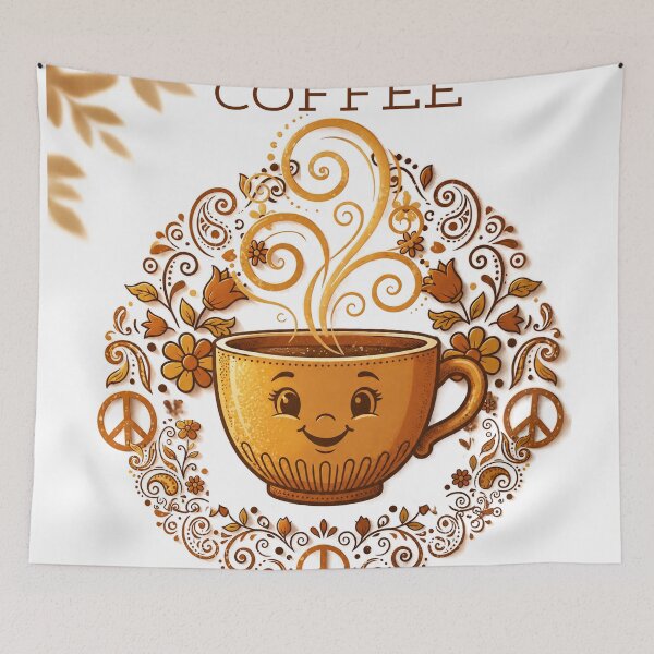 Item preview, But First Coffee Groovy Retro Peace Coffee designed and sold by ChotipahArt.