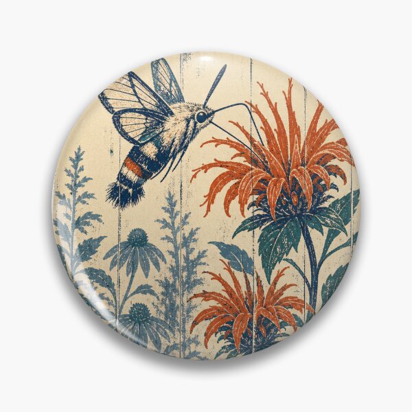 Item preview, Hummingbird Moth in the Bee Balm Garden Wild Animal Animal Portrait designed and sold by VisualArtsOasis.