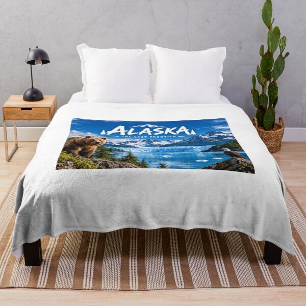 Item preview, Alaska, The Last Frontier with Grizzly Bear and Alaskan Eagle near the Glacier Mountain designed and sold by GoodPlaceToShop.