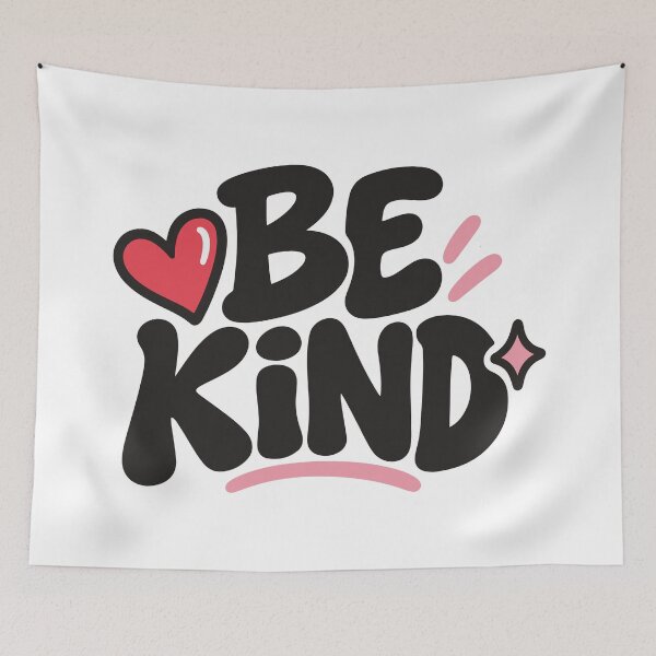 Item preview, Be Kind Positive Quote with Heart & Groovy Typography designed and sold by FemmePod.