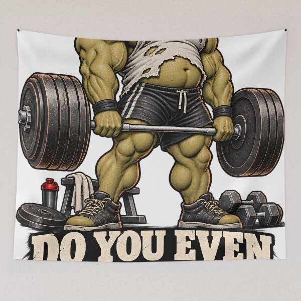 Item preview, Funny Gym Poster – Ogre Do You Even Lift Weightlifting Wall Art Digital Download designed and sold by CleverRaccoon.