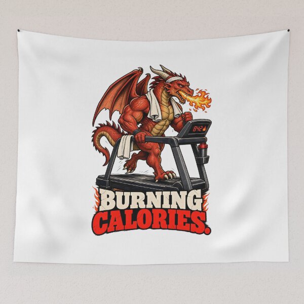 Item preview, Funny Gym Poster – Dragon Burning Calories Cardio Gym Wall Art Digital Download designed and sold by CleverRaccoon.