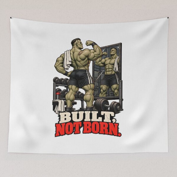 Item preview, Bodybuilding Poster – Frankenstein Creature Built Not Born Funny Gym Art Digital Download designed and sold by CleverRaccoon.