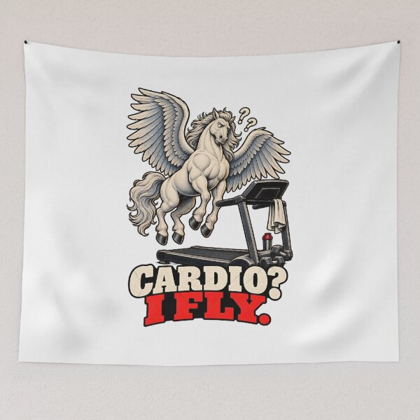 Item preview, Funny Gym Poster – Pegasus Cardio I Fly Humorous Workout Wall Art Digital Download designed and sold by CleverRaccoon.