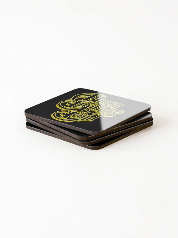 Thumbnail 4 of 5, Coasters (Set of 4), Yellow Interlocking Cursive Script designed and sold by Modenizta.