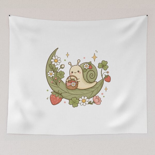 Item preview, Cute Cottagecore Strawberry Snail Illustration designed and sold by jxnnbrown.