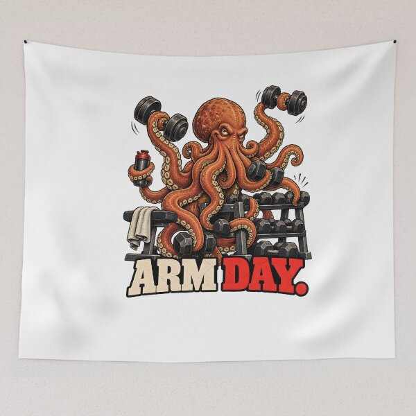 Item preview, Funny Gym Wall Art – Kraken Arm Day Weightlifting Poster Digital Download designed and sold by CleverRaccoon.