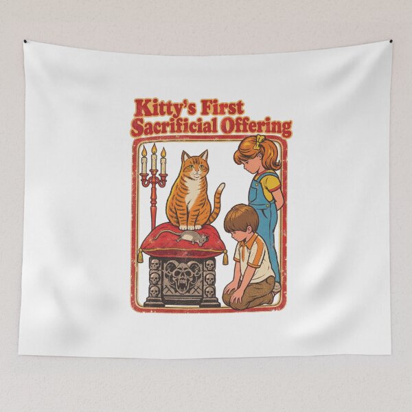 Item preview, Kitty's First Offering Cute Gothic Dark Whimsical Cat Art designed and sold by JOSUQ.