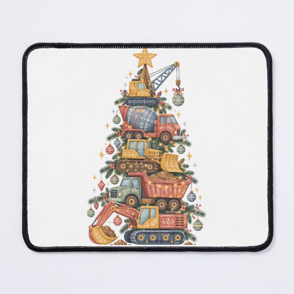 Item preview, Pastel Stacked Construction Trucks Christmas Tree designed and sold by Watercolorsart.