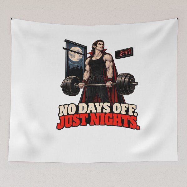 Item preview, Funny Gym Wall Art – Vampire No Days Off Just Nights Vintage Gym Poster Digital Download designed and sold by CleverRaccoon.