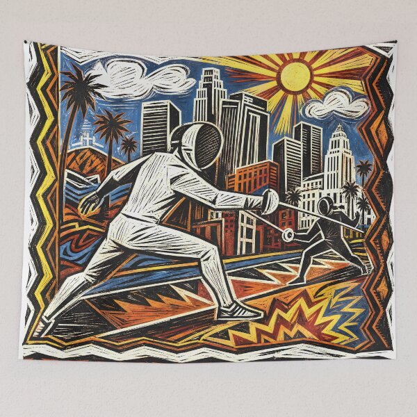 Item preview, Los Angeles Fencing Urban Sports Vintage Art designed and sold by castillomiami.
