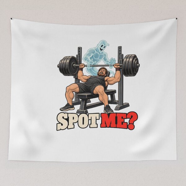 Item preview, Funny Gym Poster – Ghost Spot Me Bench Press Humor Gym Wall Art Digital Download designed and sold by CleverRaccoon.