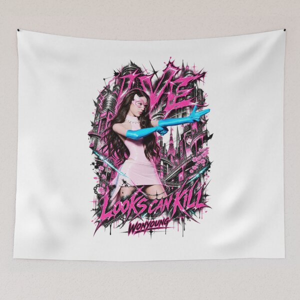 Item preview, Wonyoung Looks Can Kill IVE City Skyline designed and sold by Valereekmerch.