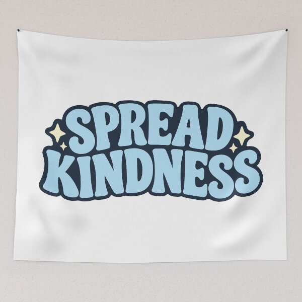 Item preview, Spread Kindness Blue Groovy Retro Typography Positive Quote designed and sold by FemmePod.