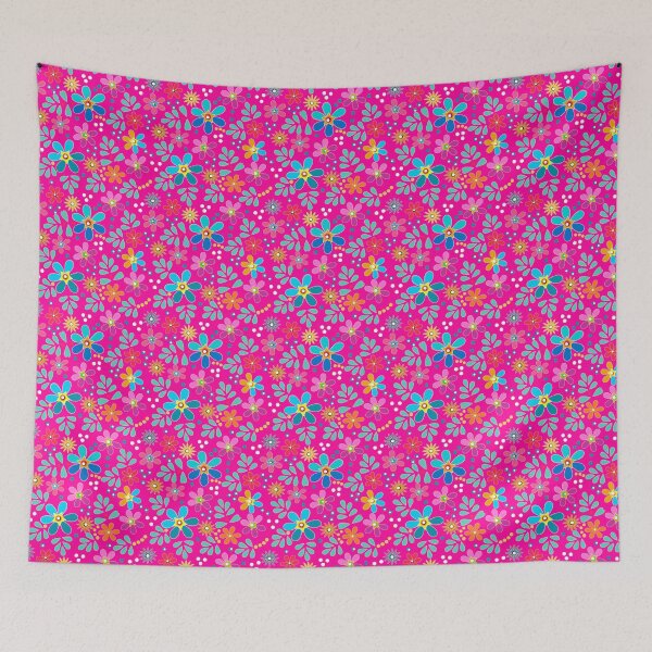 Item preview, floral pattern retro crimson sixties designed and sold by fuzzyfox.