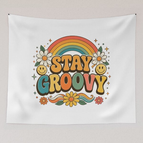 Item preview, Stay Groovy Retro 70s Rainbow Hippie designed and sold by ChotipahArt.