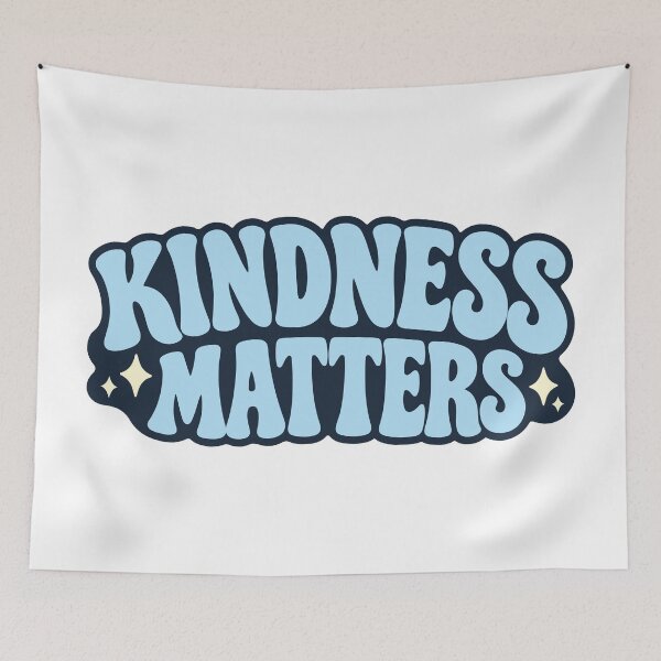 Item preview, Kindness Matters Blue Groovy Retro Typography Positive Quote designed and sold by FemmePod.