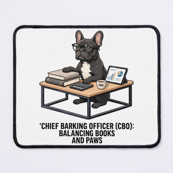 Item preview, Chief Barking Officer CBO French Bulldog with a Geeky Desk Setup designed and sold by spreadsheetcafe.