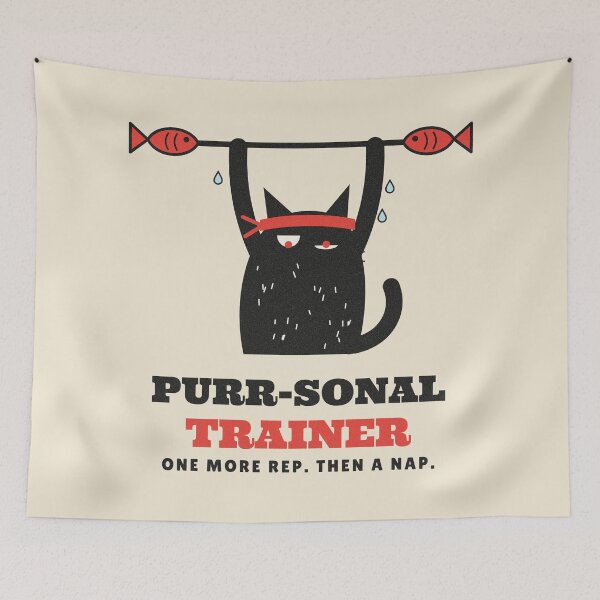 Item preview, Purr-sonal Trainer Funny Gym Cat designed and sold by somebasic.