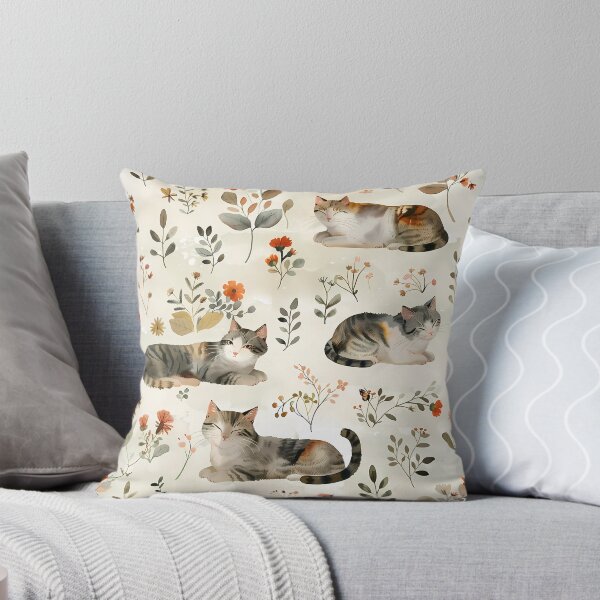 Item preview, Sleepy Calico Cats and Wildflowers Seamless Pattern designed and sold by Phongphut.