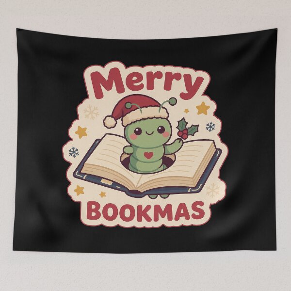 Item preview, Merry Bookmas - Cute Bookworm Christmas Art designed and sold by TheCalmEdit.