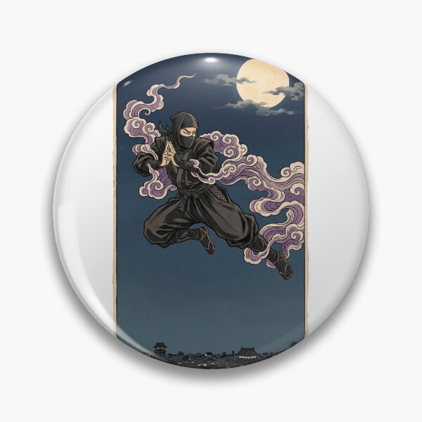 Item preview, Leaping Ninja Hand Sign Under Full Moon designed and sold by TokyoUkiyoHouse.