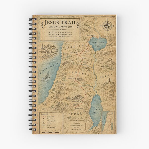 Item preview, Jesus Trail Map Pilgrim Route Nazareth Jerusalem Bible Vintage Hiking Map designed and sold by Mauswohn.