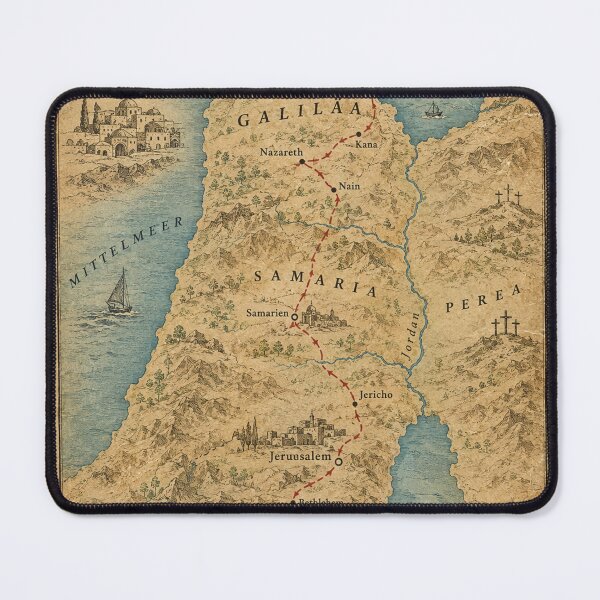 Item preview, Jesus Trail Map Pilgrim Route Nazareth Jerusalem Bible Vintage Hiking Map designed and sold by Mauswohn.