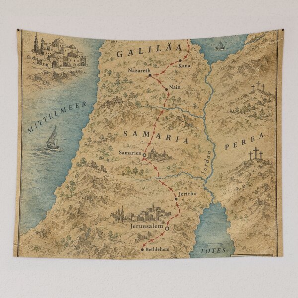 Item preview, Jesus Trail Map Pilgrim Route Nazareth Jerusalem Bible Vintage Hiking Map designed and sold by Mauswohn.