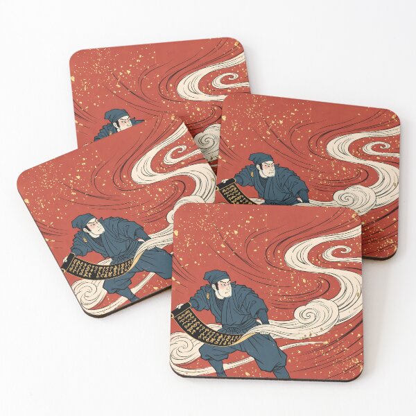 Item preview, Ninja Unrolling Secret Scroll Red Cloud Mist designed and sold by TokyoUkiyoHouse.