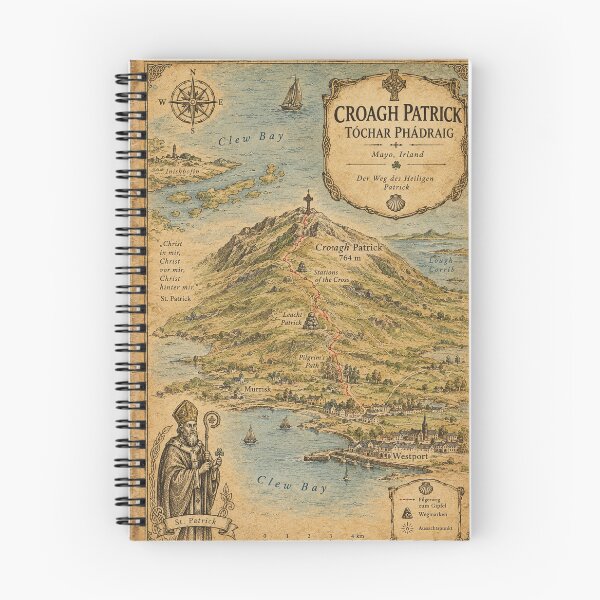 Item preview, Croagh Patrick vintage hiking map Ireland Pilgrim's Way Tochar Phadraig designed and sold by Mauswohn.