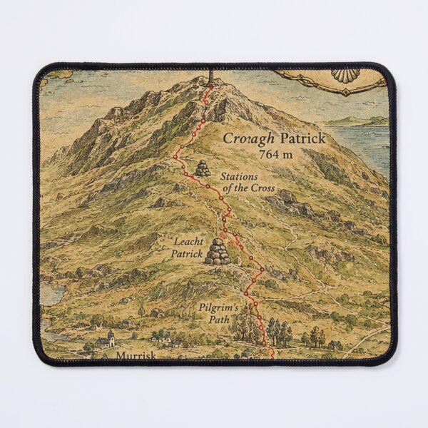 Item preview, Croagh Patrick vintage hiking map Ireland Pilgrim's Way Tochar Phadraig designed and sold by Mauswohn.