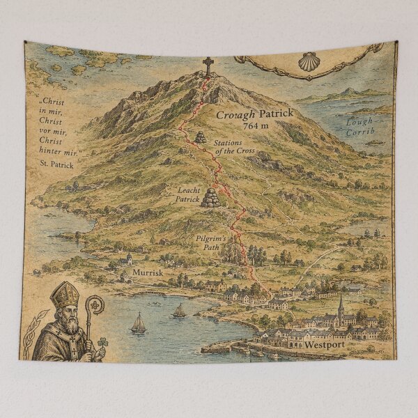 Item preview, Croagh Patrick vintage hiking map Ireland Pilgrim's Way Tochar Phadraig designed and sold by Mauswohn.