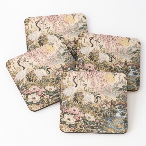 Item preview, Japanese Garden with Cranes and Koi Fish designed and sold by Elżbieta  Kaps.