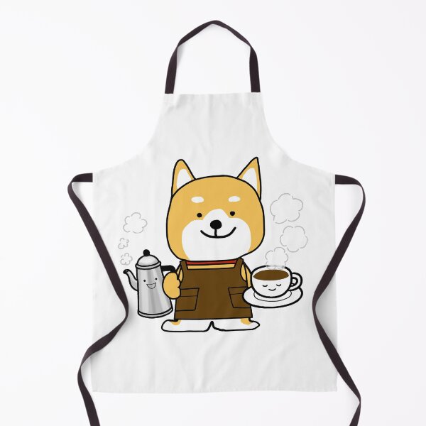Item preview, A cute Shiba Inu holding a steaming hot coffee and a pot in his hand designed and sold by neriko.