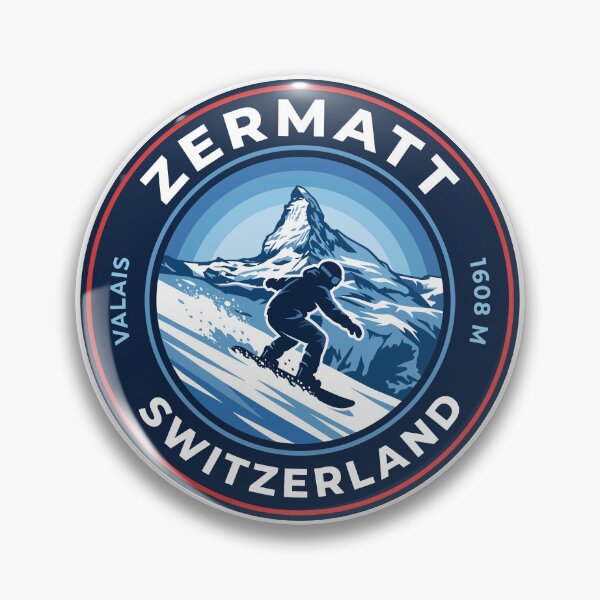 Item preview, Zermatt Switzerland Snowboard Mountain Badge designed and sold by Digital Art Works  Hub.