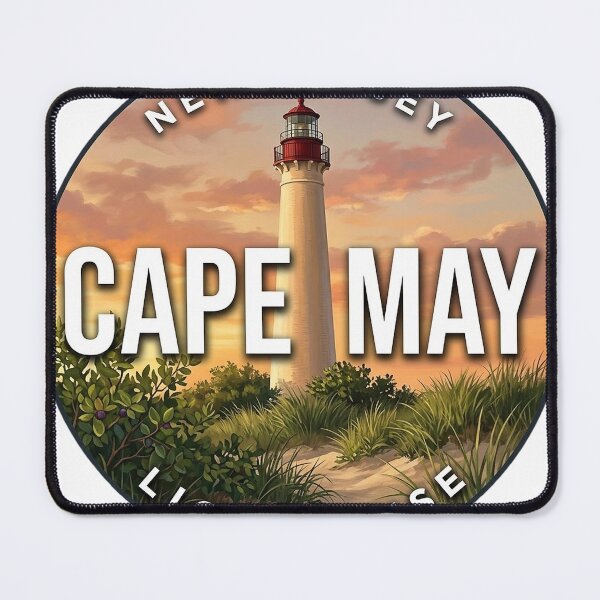 Item preview, Cape May Lighthouse New Jersey Sunset Tower Round Badge Sticker designed and sold by DetourDgn.