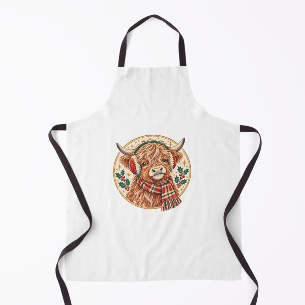 Item preview, Insignia retro ternero highland con orejeras y bufanda designed and sold by Watercolorsart.