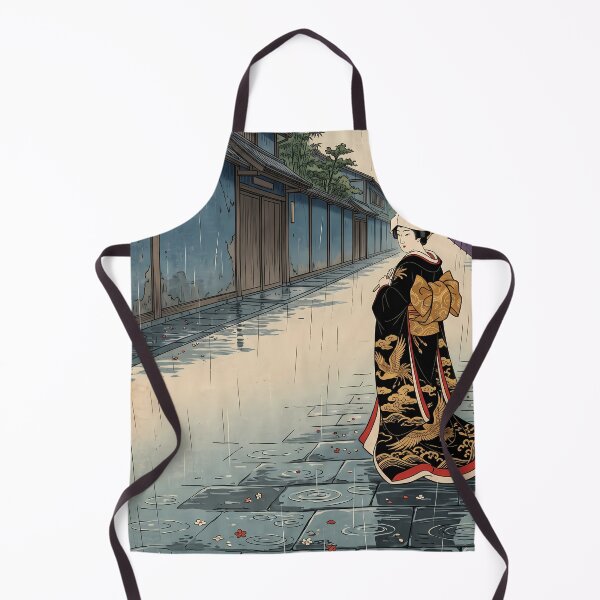 Item preview, Geisha with Umbrella Walking in Rain Street designed and sold by TokyoUkiyoHouse.